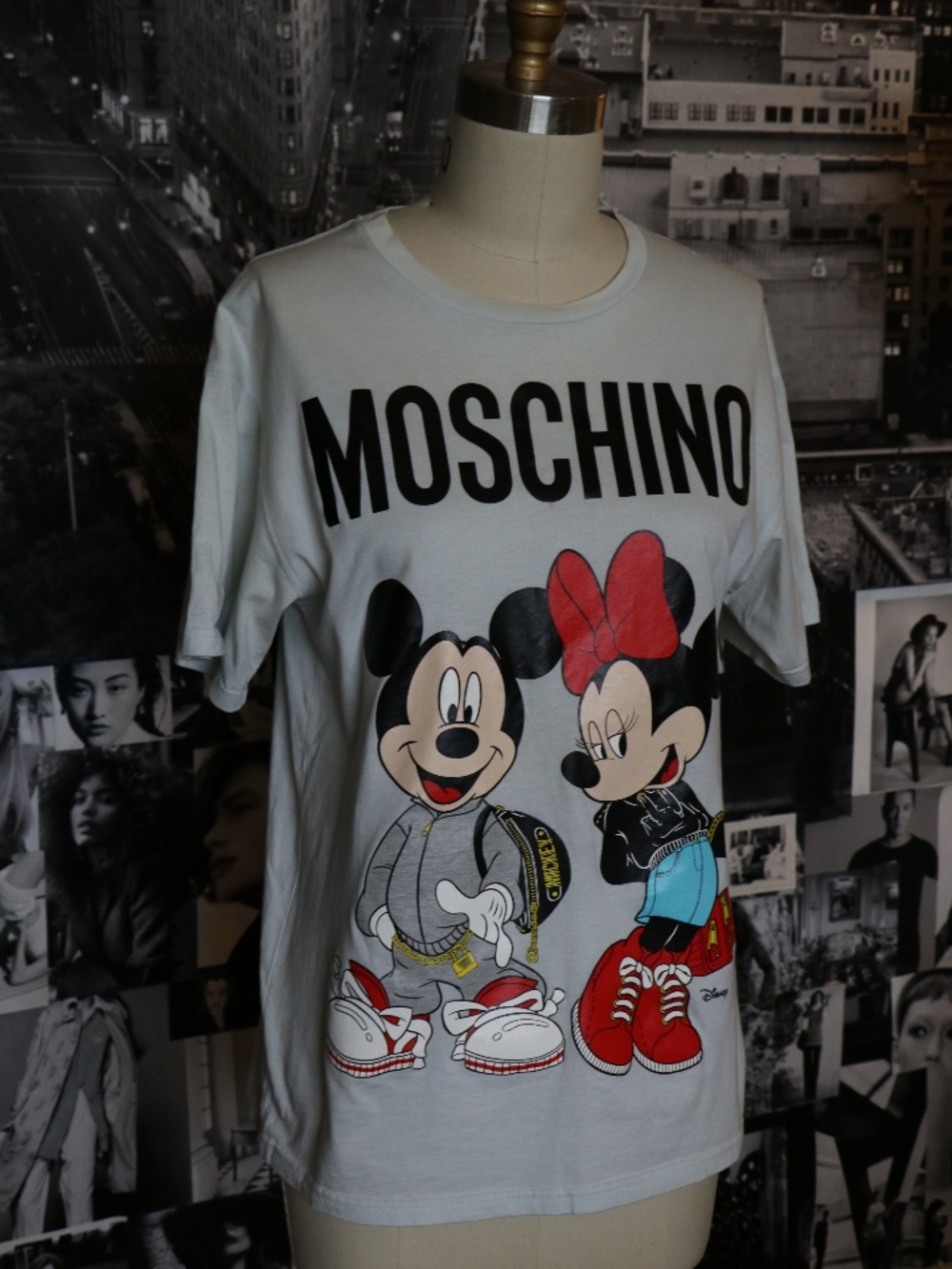 Moschino x H&M Mickey & Minnie Light Blue Graphic Shirt
